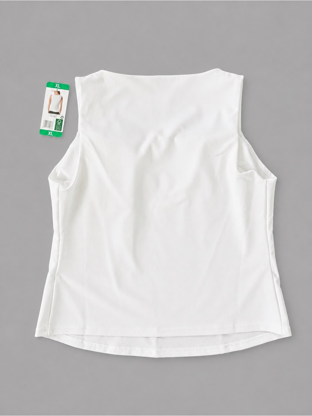 Classic White Scoop Ribbed Tank Top With Built In Padded Bra - Picture 5 of 5